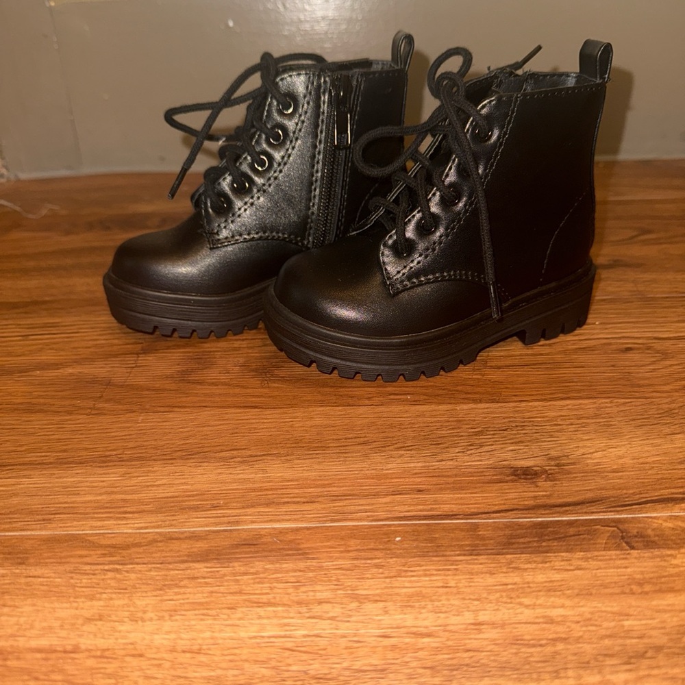 Children's Black Lace-Up Boots
